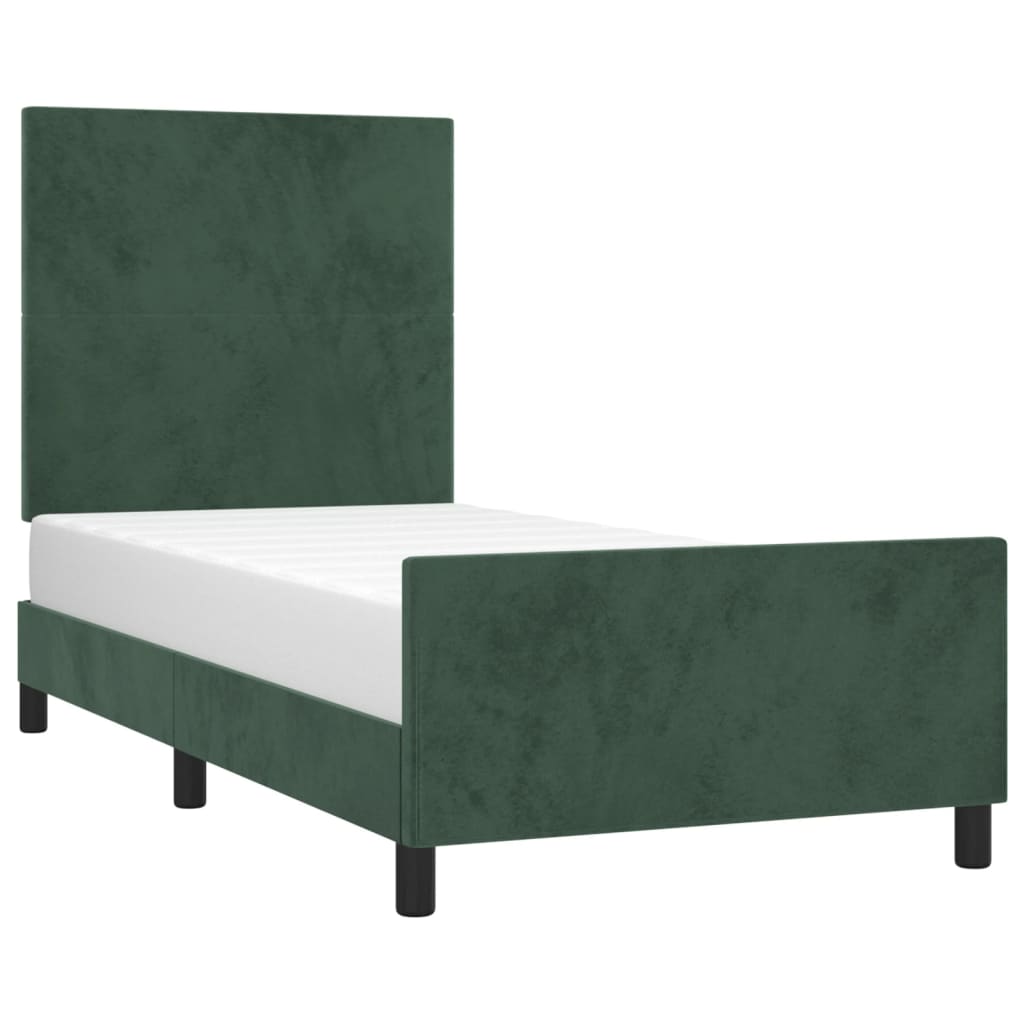 Cadre de lit sans matelas vert foncé 100x200 cm velours - XIOS