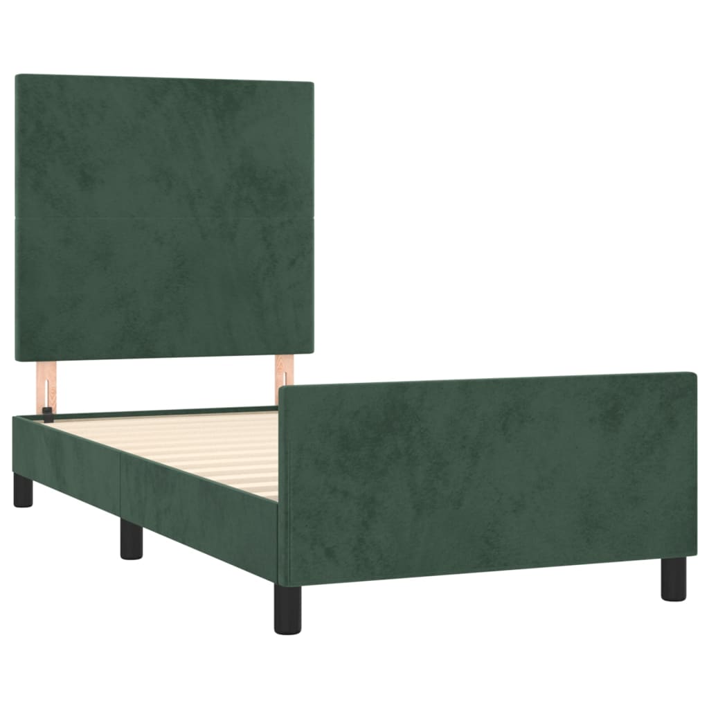 Cadre de lit sans matelas vert foncé 100x200 cm velours - XIOS