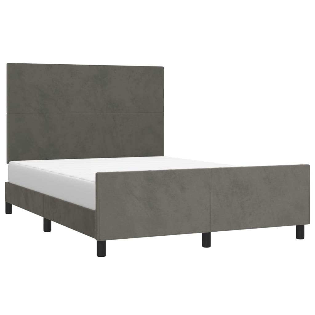 Cadre de lit sans matelas gris foncé 140x190 cm velours - XIOS