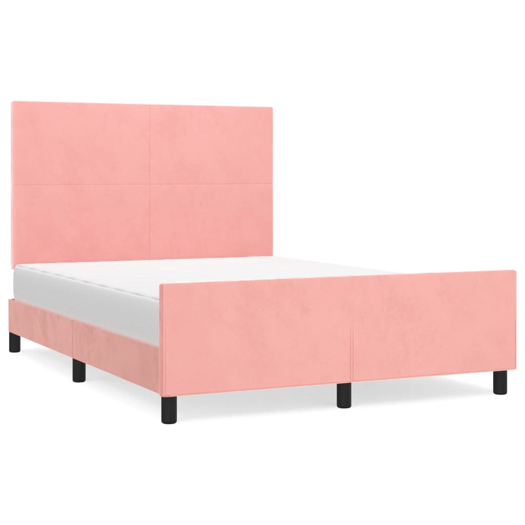 Cadre de lit sans matelas rose 140x190 cm velours - XIOS