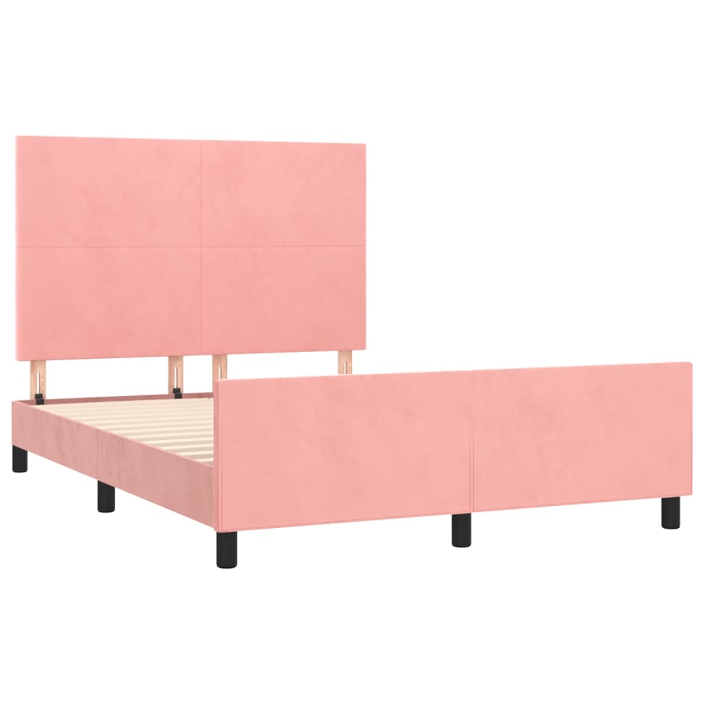 Cadre de lit sans matelas rose 140x190 cm velours - XIOS