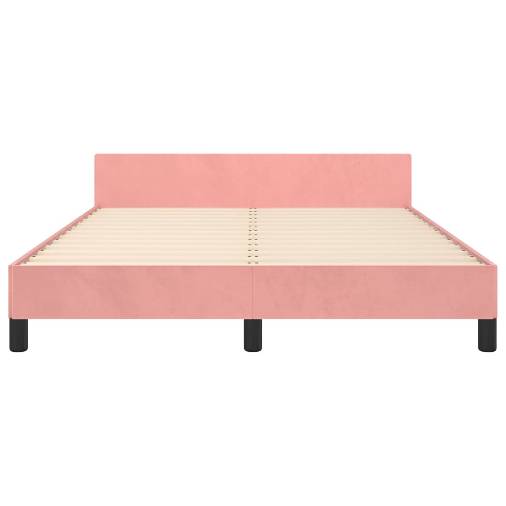 Cadre de lit sans matelas rose 140x190 cm velours - XIOS