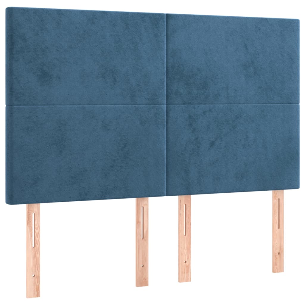 Cadre de lit sans matelas bleu foncé 140x200 cm velours - XIOS