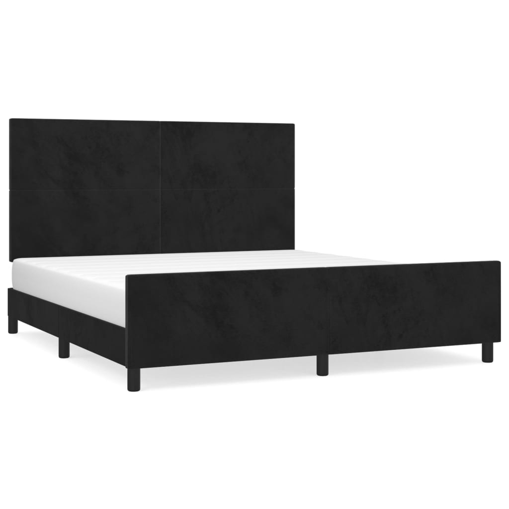 Cadre de lit sans matelas noir 160x200 cm velours - XIOS