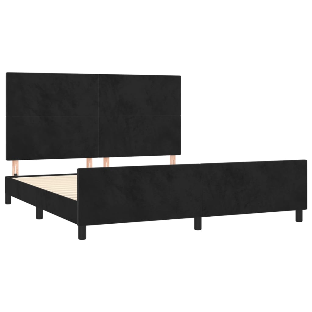 Cadre de lit sans matelas noir 160x200 cm velours - XIOS