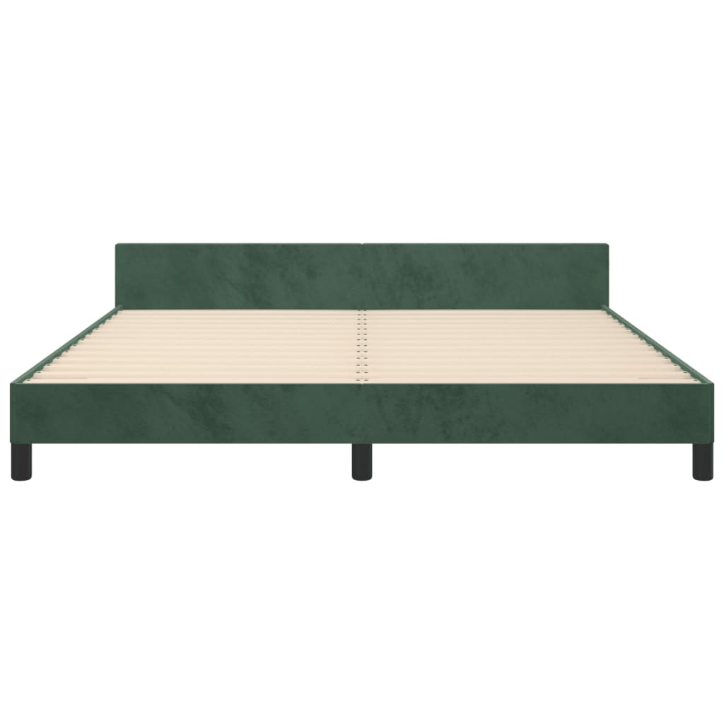 Cadre de lit sans matelas vert foncé velours - XIOS