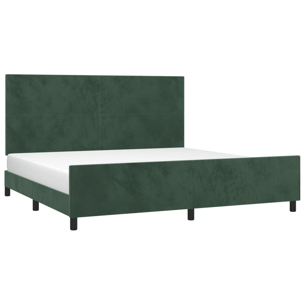 Cadre de lit sans matelas vert foncé 200x200 cm velours - XIOS