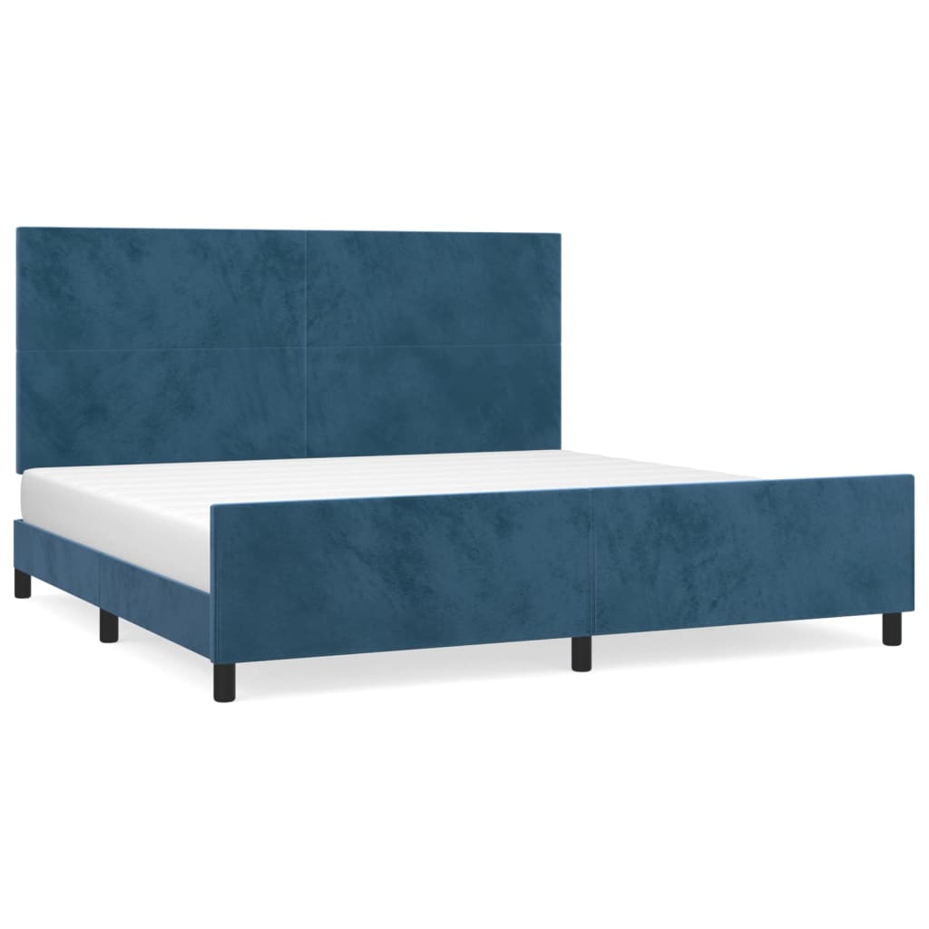 Cadre de lit sans matelas bleu foncé 200x200 cm velours - XIOS