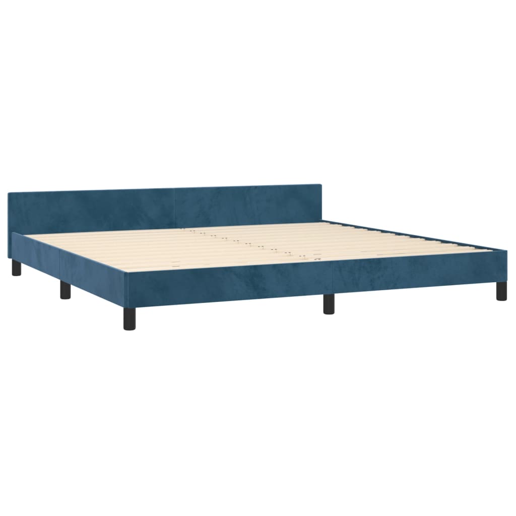 Cadre de lit sans matelas bleu foncé 200x200 cm velours - XIOS