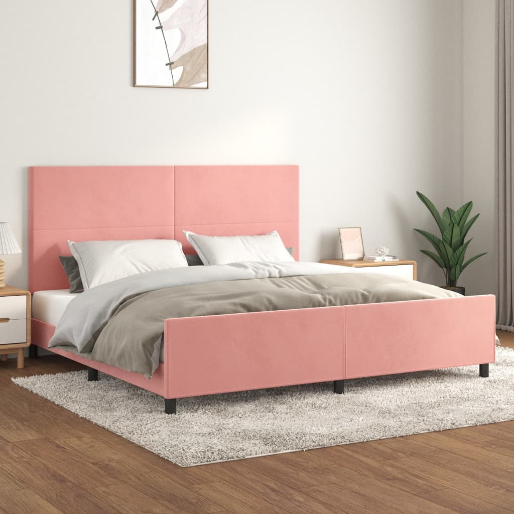 Cadre de lit sans matelas rose 200x200 cm velours - XIOS