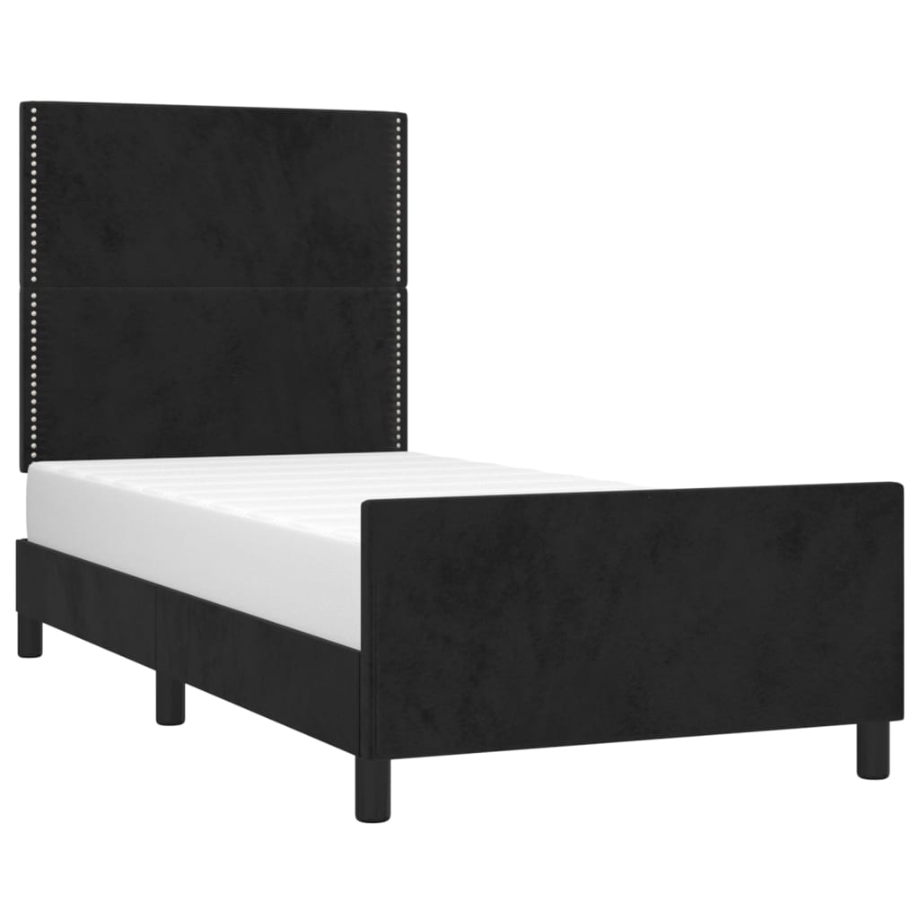 Cadre de lit sans matelas noir 90x190 cm velours - XIOS