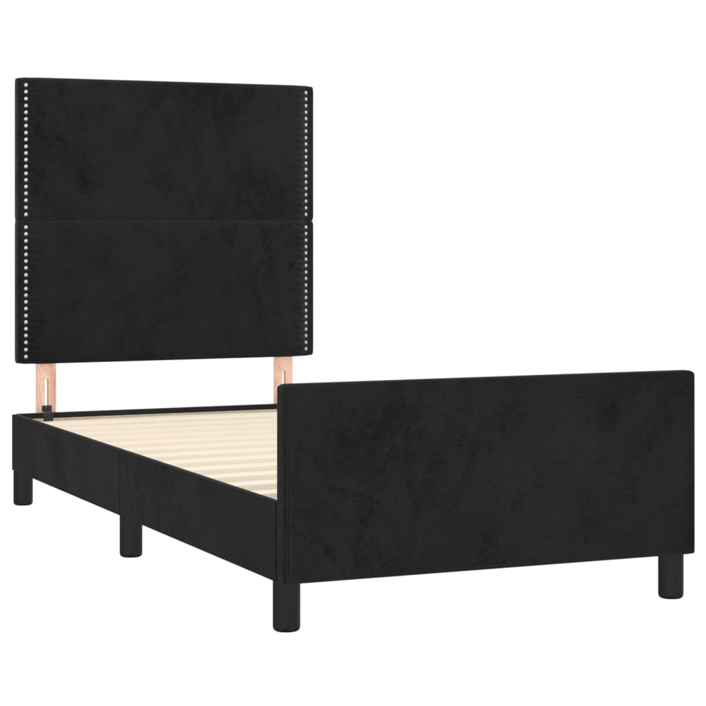 Cadre de lit sans matelas noir 90x190 cm velours - XIOS