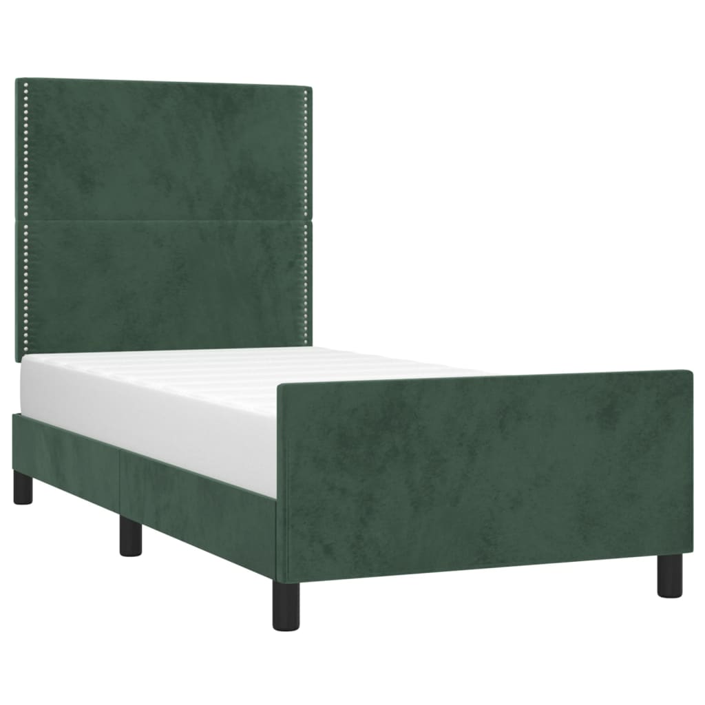 Cadre de lit sans matelas vert foncé 90x190 cm velours - XIOS