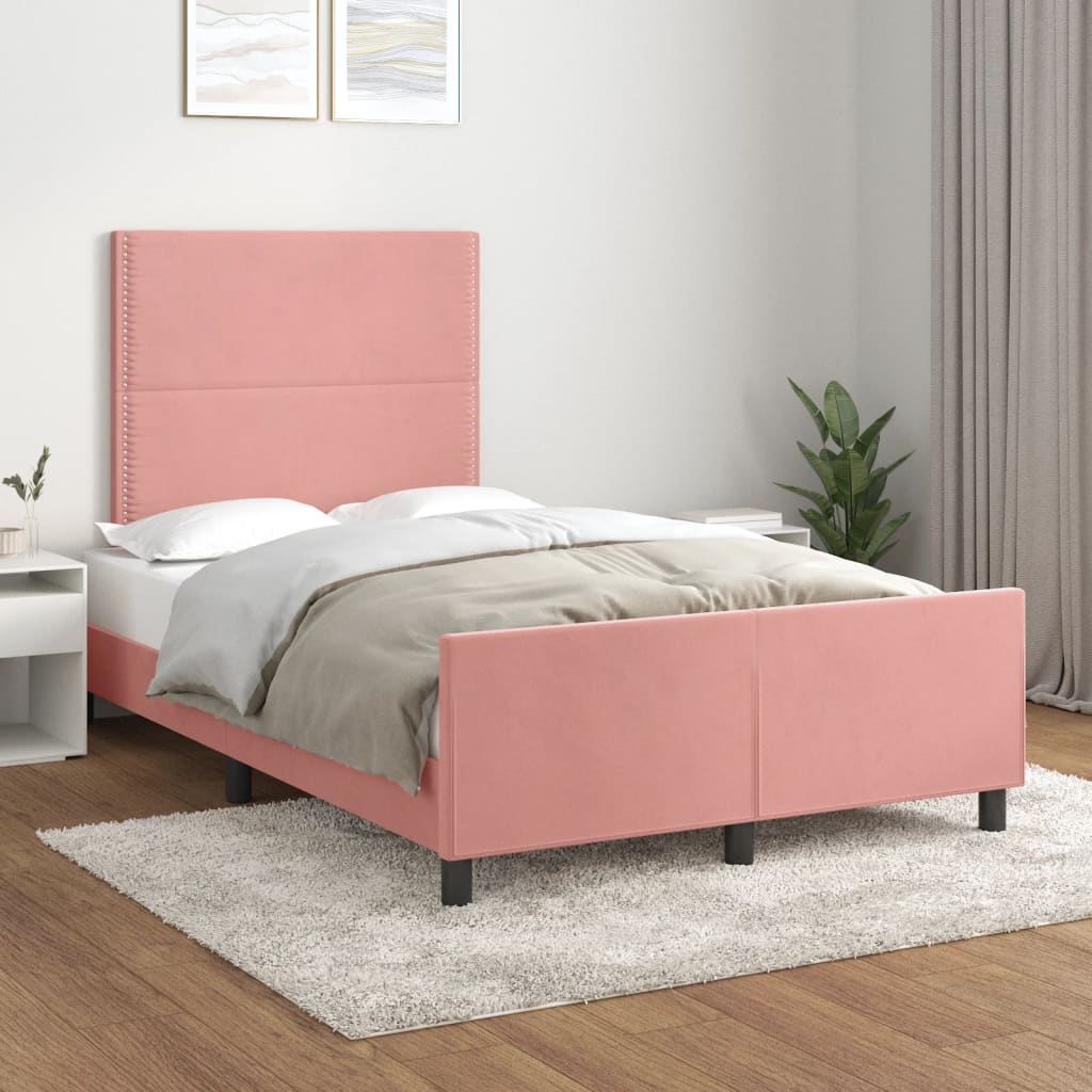 Cadre de lit sans matelas rose 120x200 cm velours - XIOS