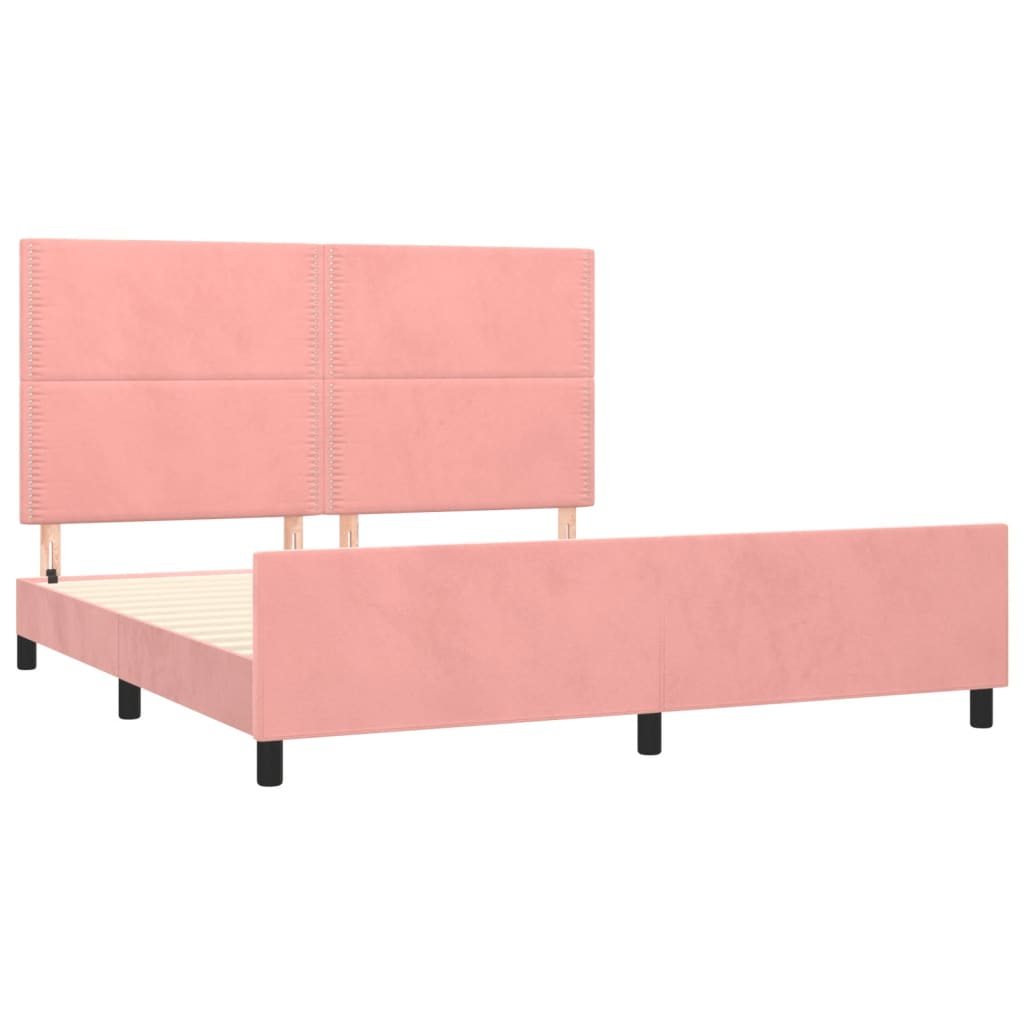 Cadre de lit sans matelas rose 160x200 cm velours - XIOS