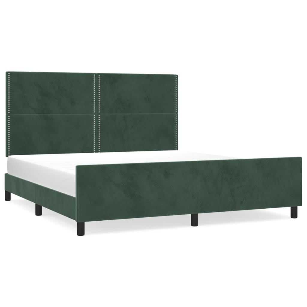 Cadre de lit sans matelas vert foncé velours - XIOS