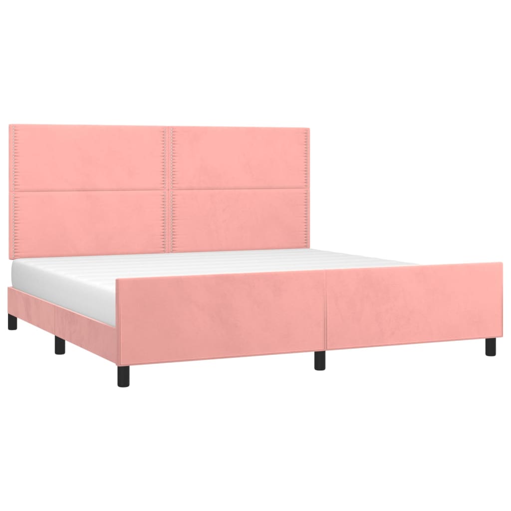 Cadre de lit sans matelas rose 200x200 cm velours - XIOS