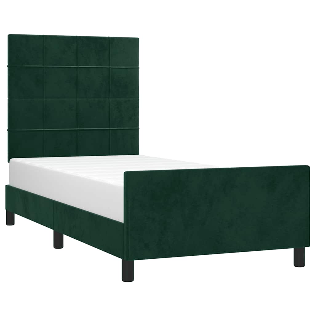 Cadre de lit sans matelas vert foncé 80x200 cm velours - XIOS
