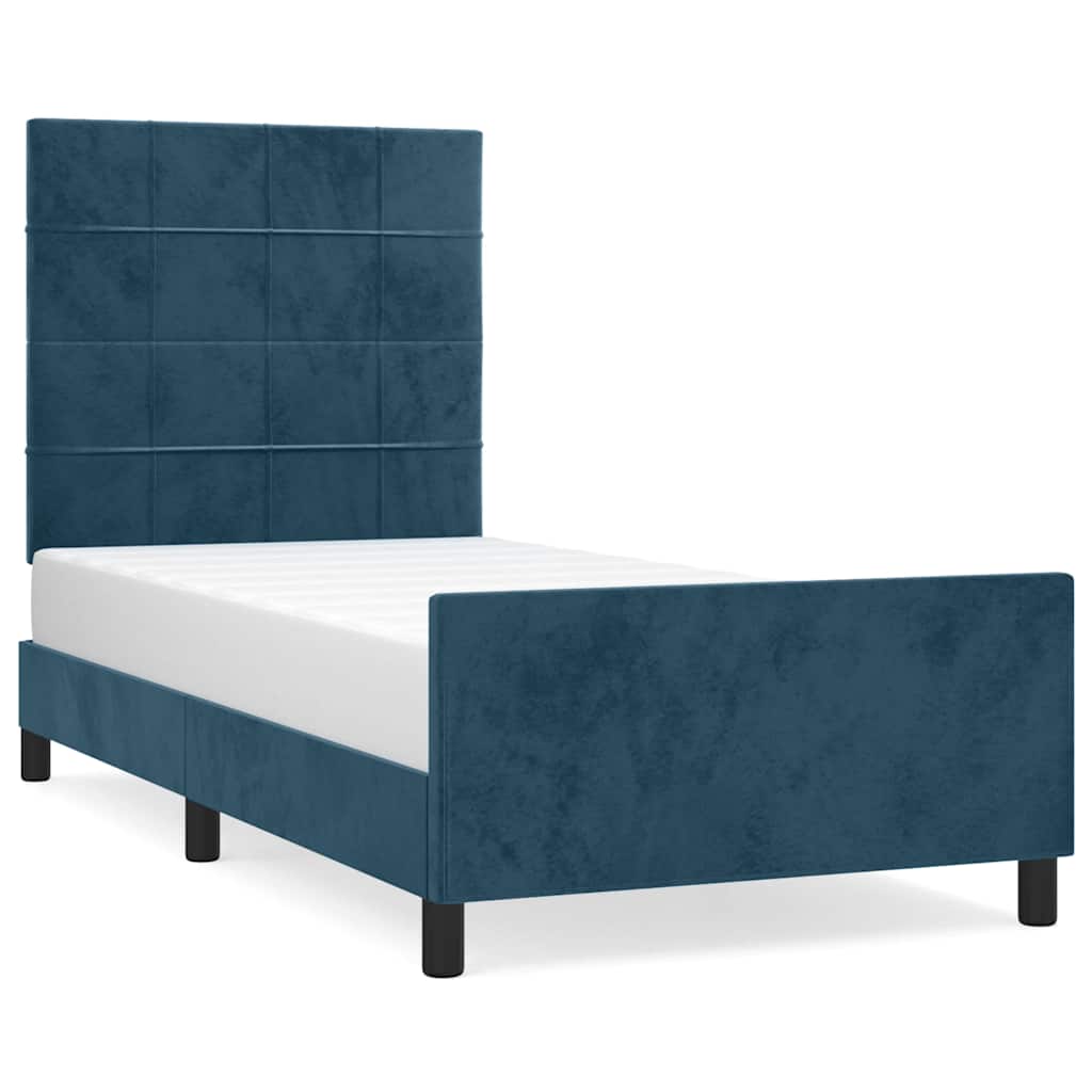 Cadre de lit sans matelas bleu foncé 80x200 cm velours - XIOS