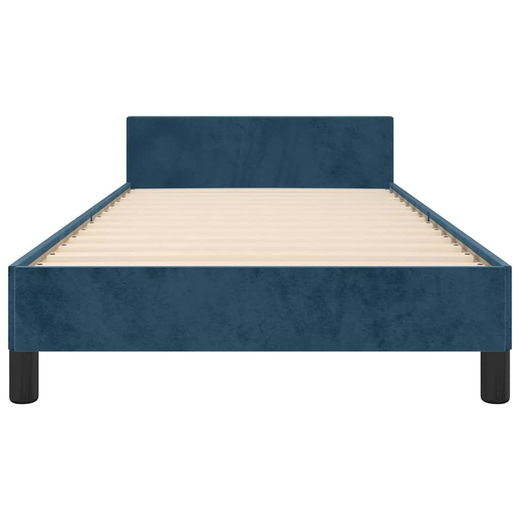Cadre de lit sans matelas bleu foncé 80x200 cm velours - XIOS