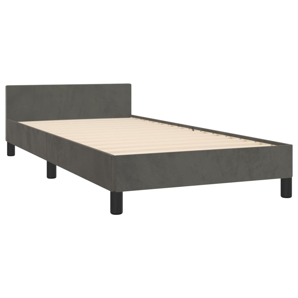 Cadre de lit sans matelas gris foncé 90x190 cm velours - XIOS