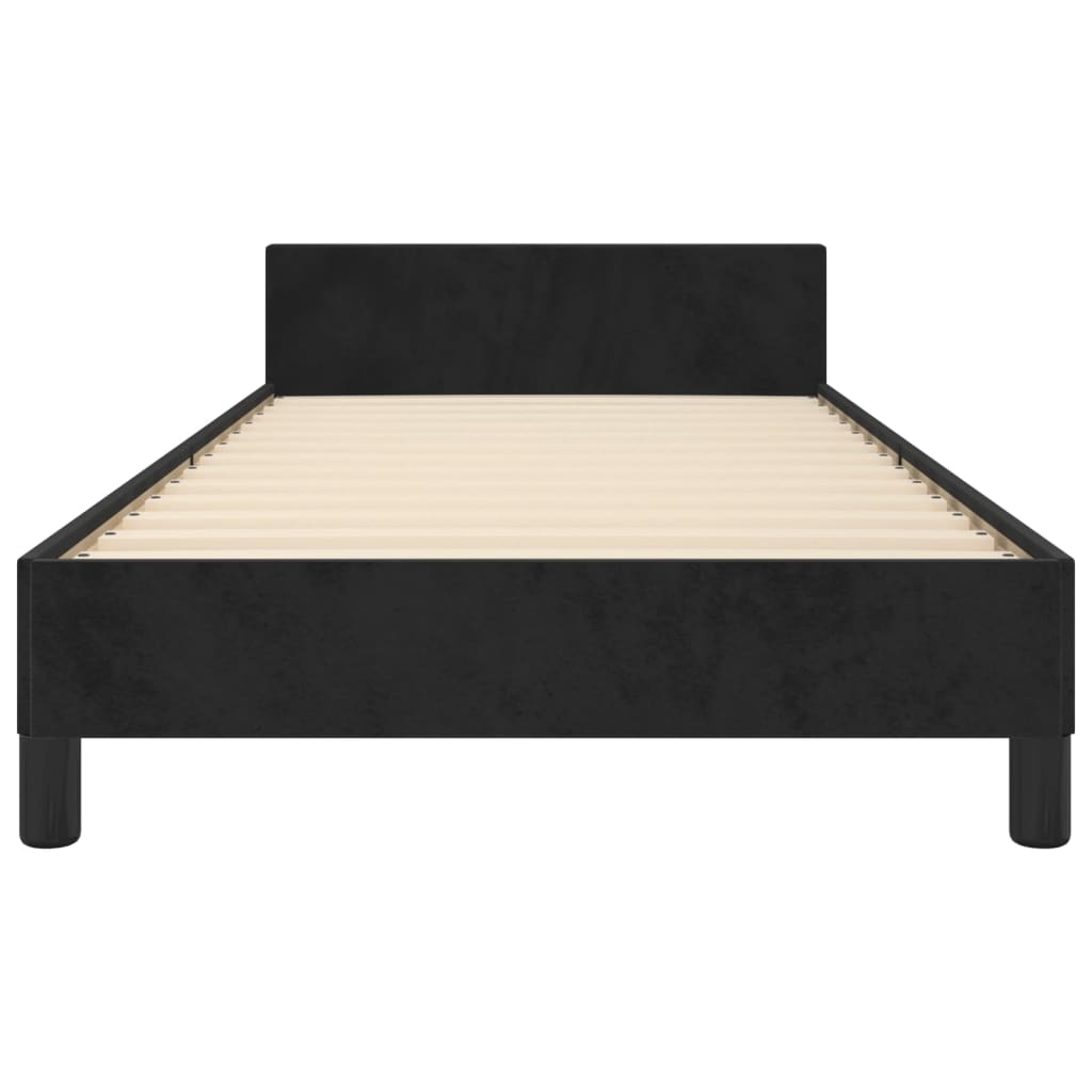 Cadre de lit sans matelas noir 90x190 cm velours - XIOS