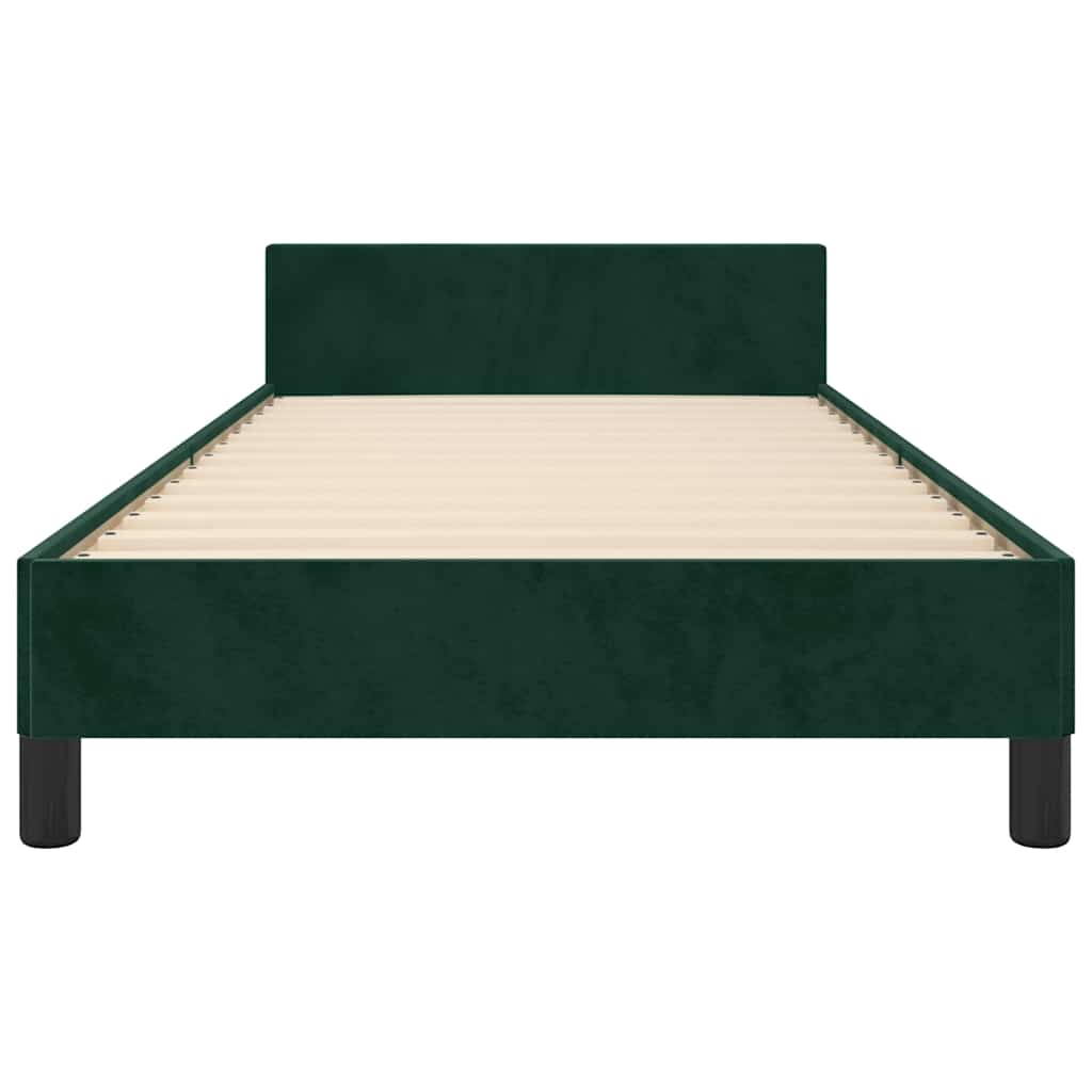 Cadre de lit sans matelas vert foncé 90x190 cm velours - XIOS