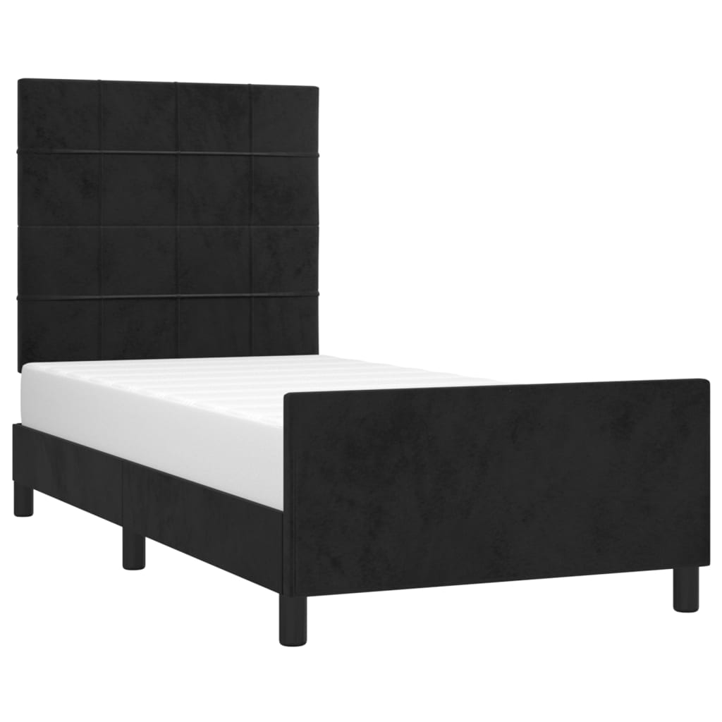 Cadre de lit sans matelas noir 90x200 cm velours - XIOS