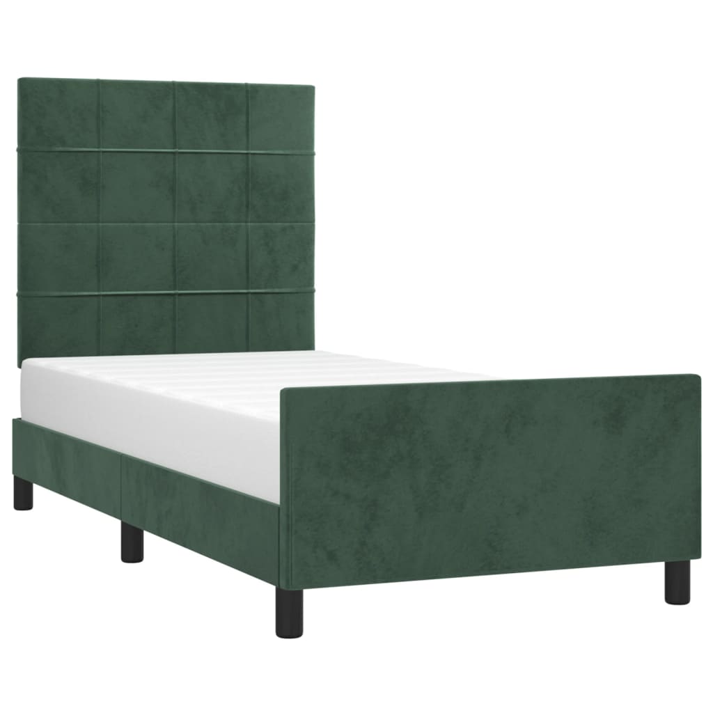 Cadre de lit sans matelas vert foncé 90x200 cm velours - XIOS