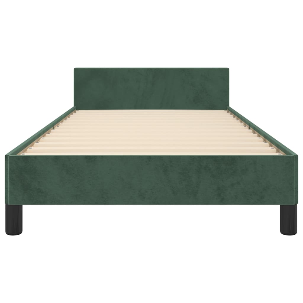 Cadre de lit sans matelas vert foncé 90x200 cm velours - XIOS