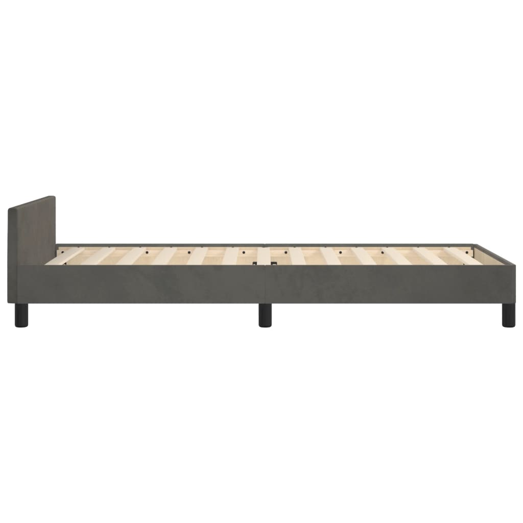 Cadre de lit sans matelas gris foncé 100x200 cm velours - XIOS