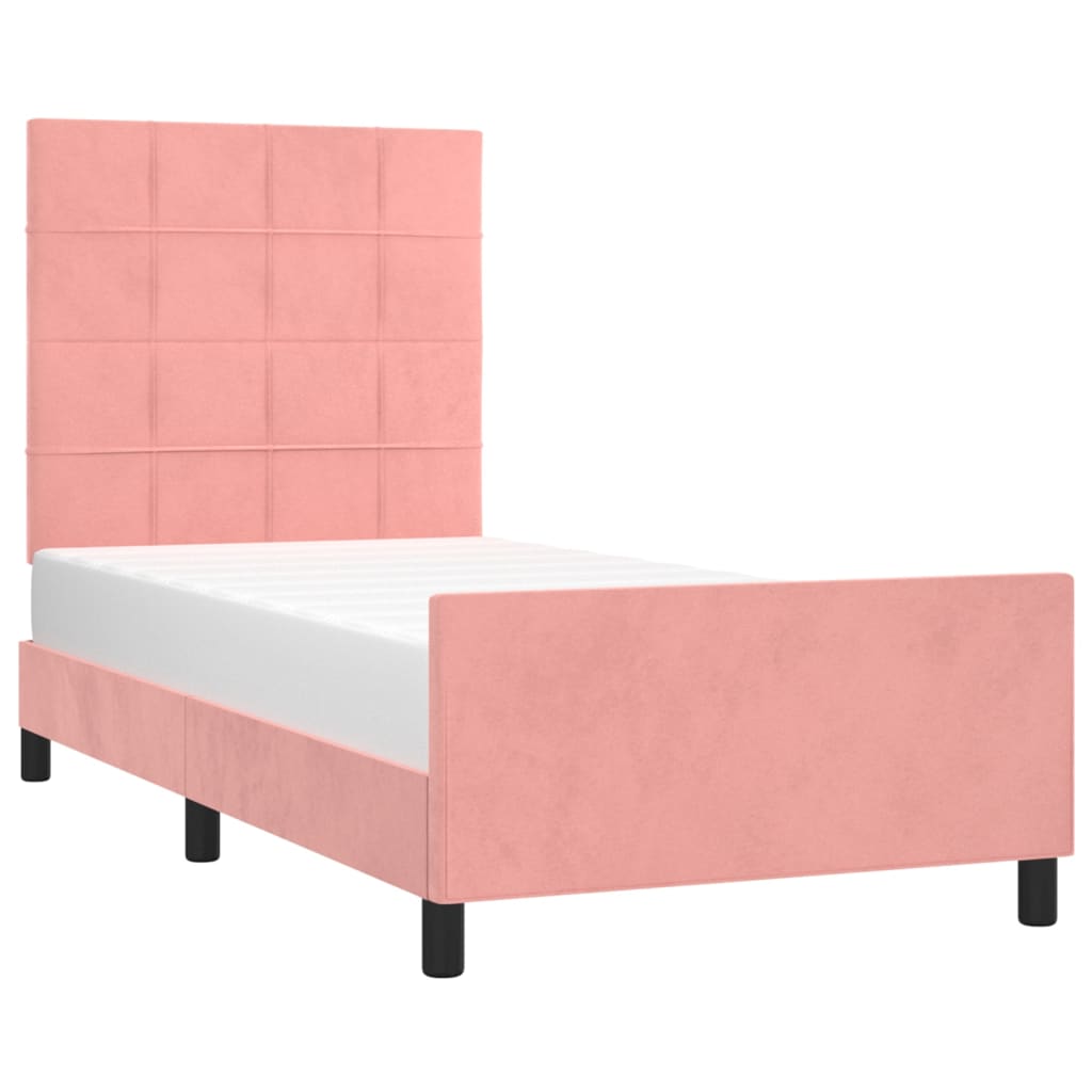 Cadre de lit sans matelas rose 100x200 cm velours - XIOS
