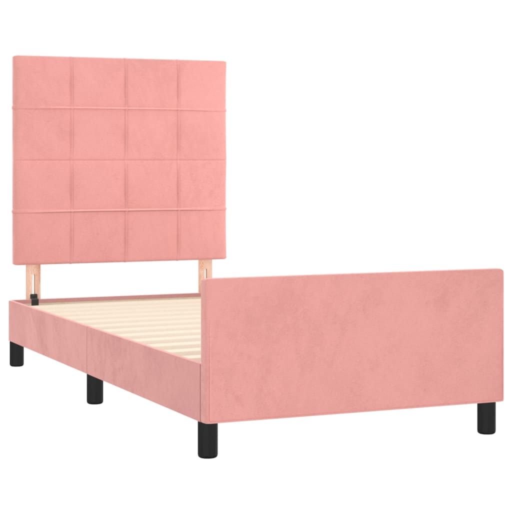 Cadre de lit sans matelas rose 100x200 cm velours - XIOS