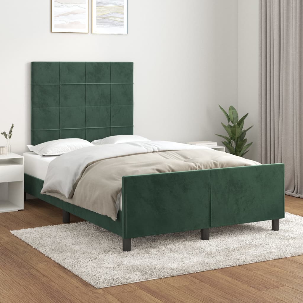 Cadre de lit sans matelas vert foncé 120x200 cm velours - XIOS