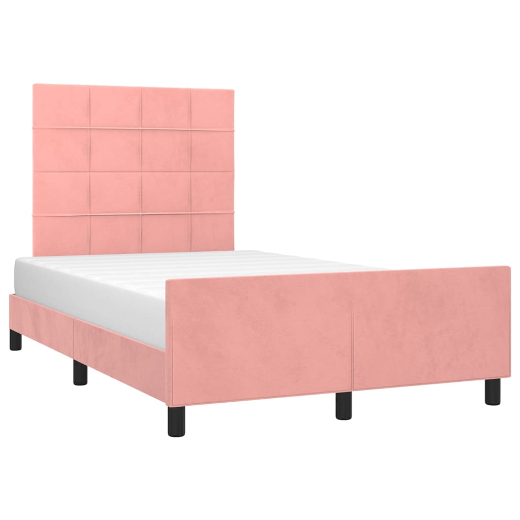Cadre de lit sans matelas rose 120x200 cm velours - XIOS