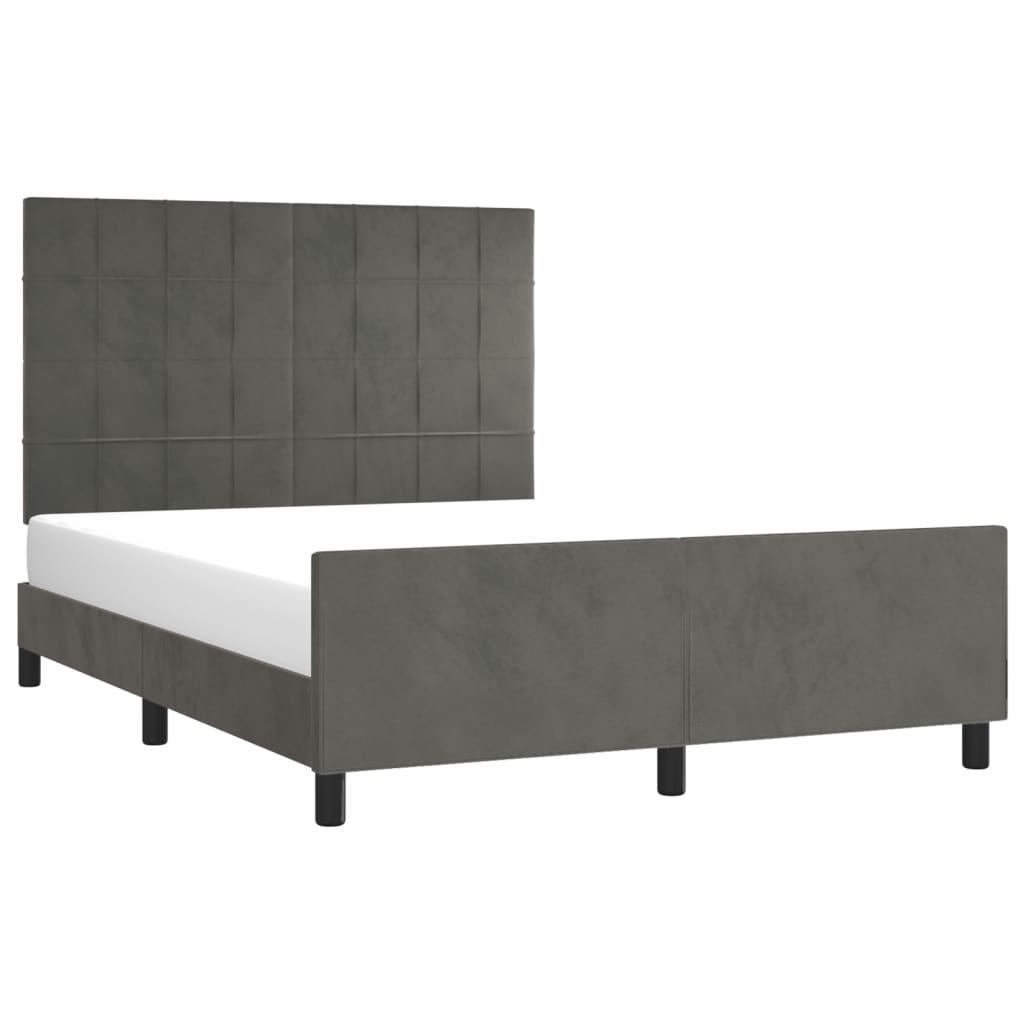 Cadre de lit sans matelas gris foncé 140x190 cm velours - XIOS