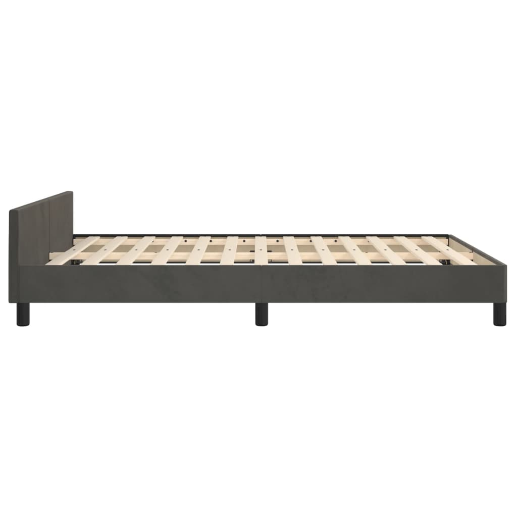 Cadre de lit sans matelas gris foncé 140x190 cm velours - XIOS