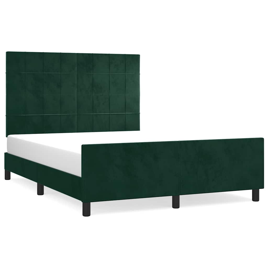 Cadre de lit sans matelas vert foncé 140x190 cm velours