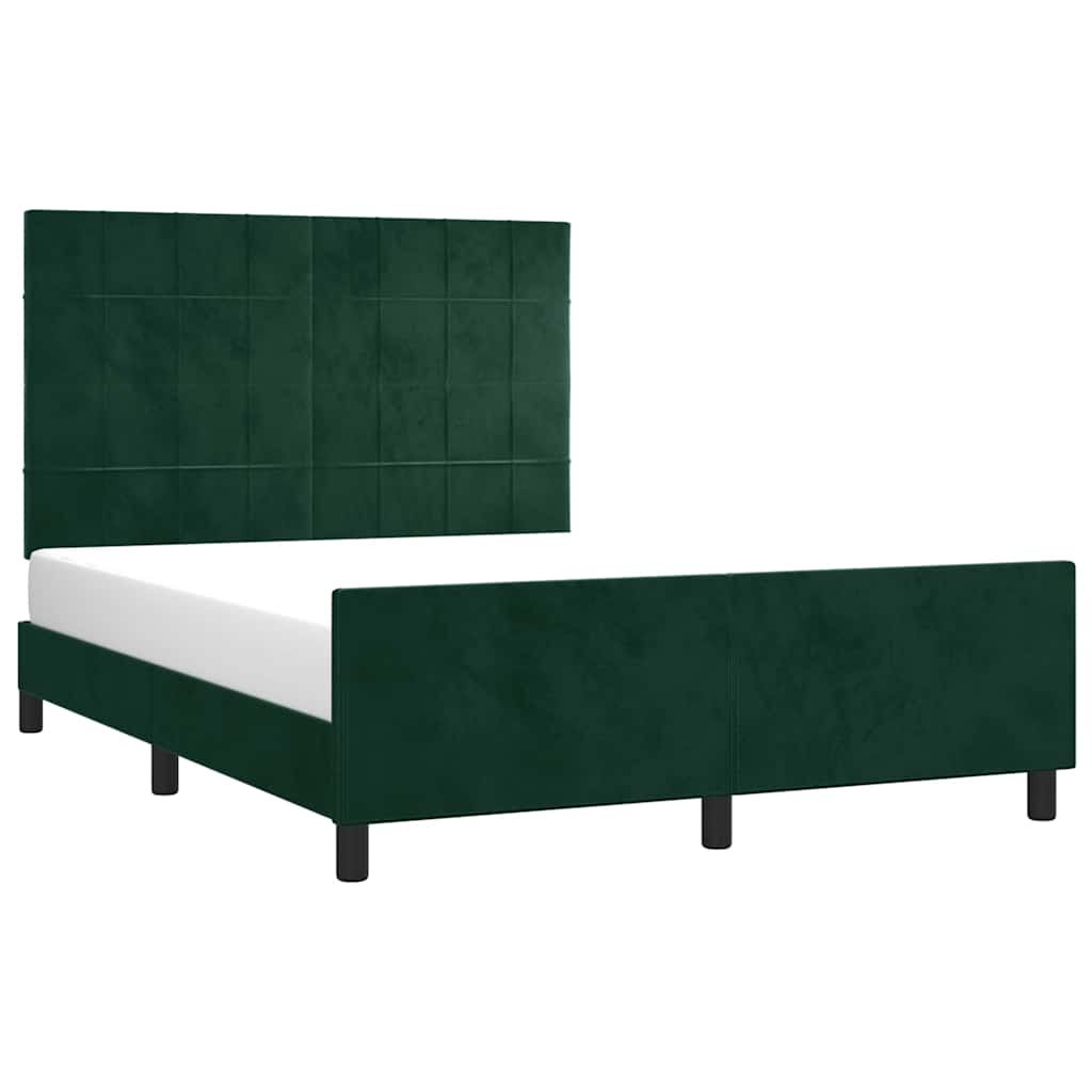 Cadre de lit sans matelas vert foncé 140x190 cm velours