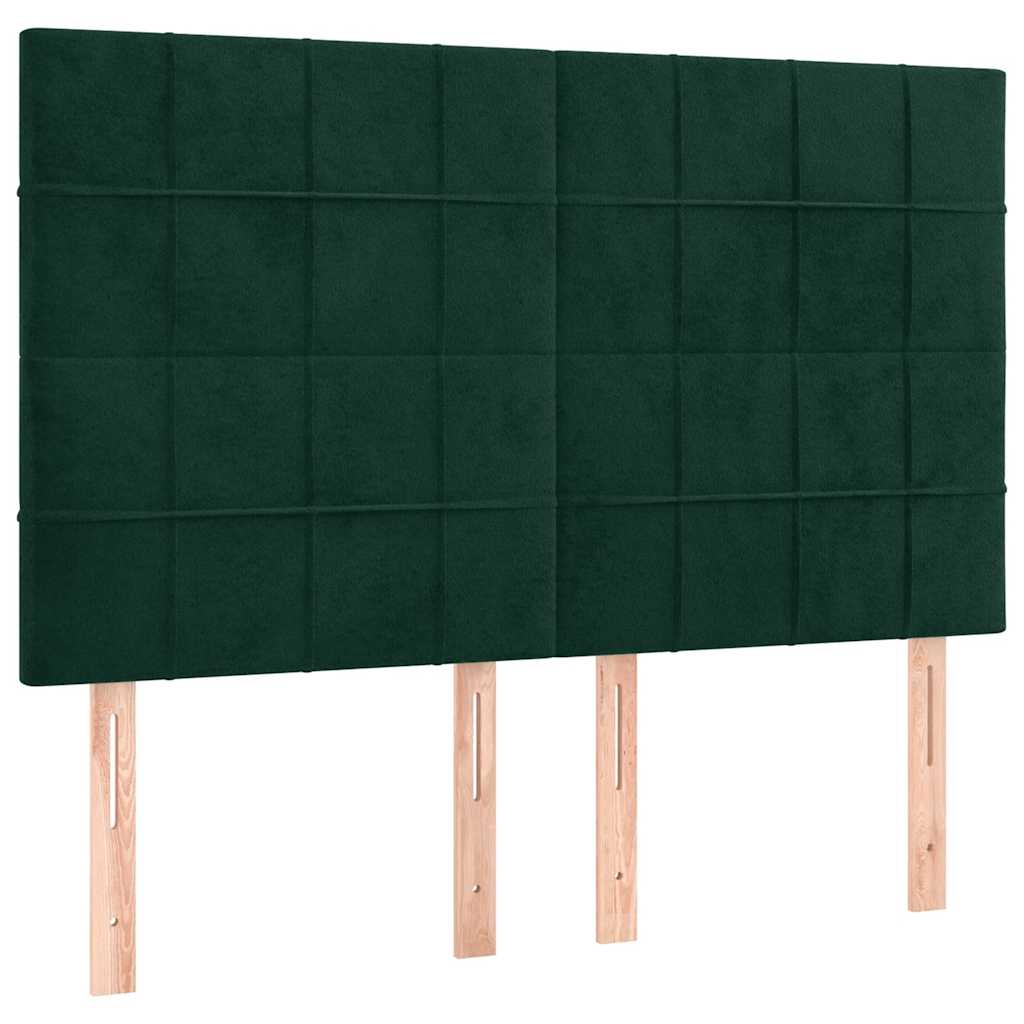 Cadre de lit sans matelas vert foncé 140x190 cm velours