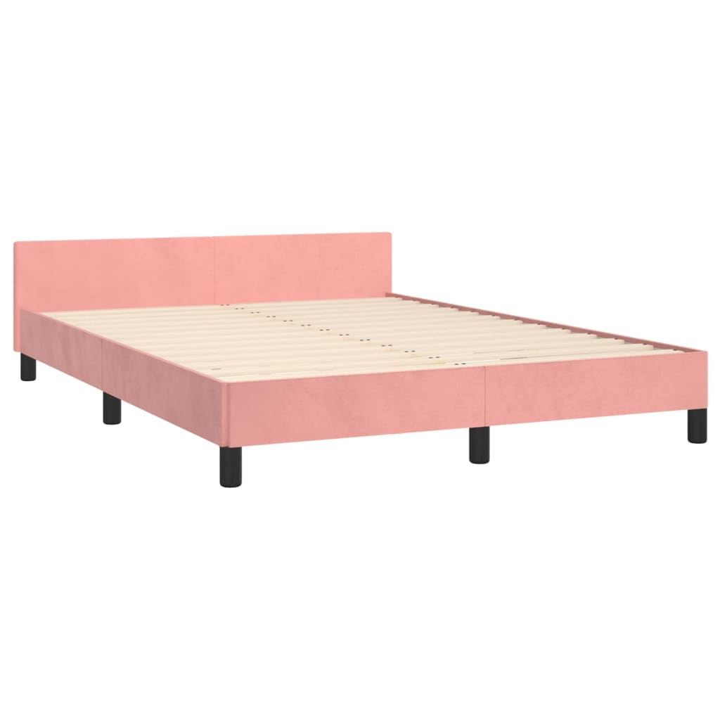 Cadre de lit sans matelas rose 140x190 cm velours - XIOS