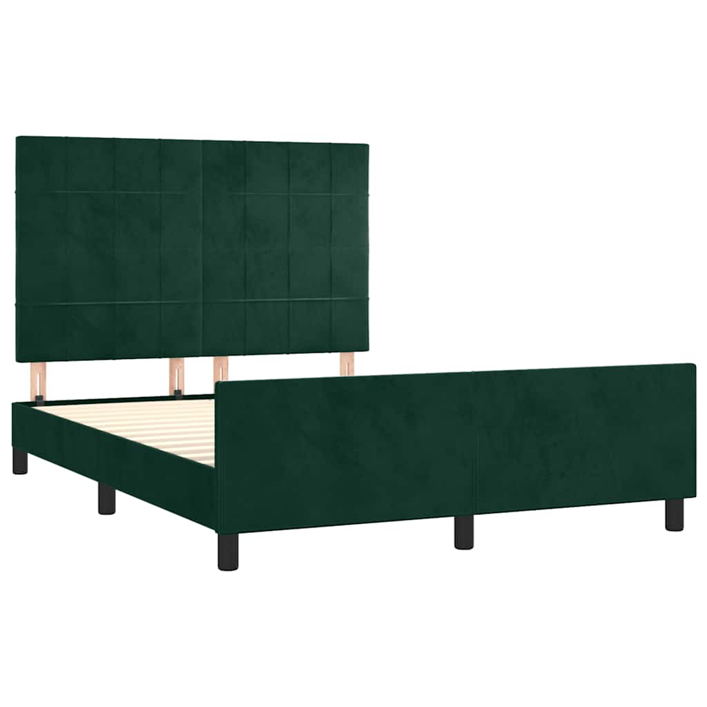 Cadre de lit sans matelas vert foncé 140x200 cm velours