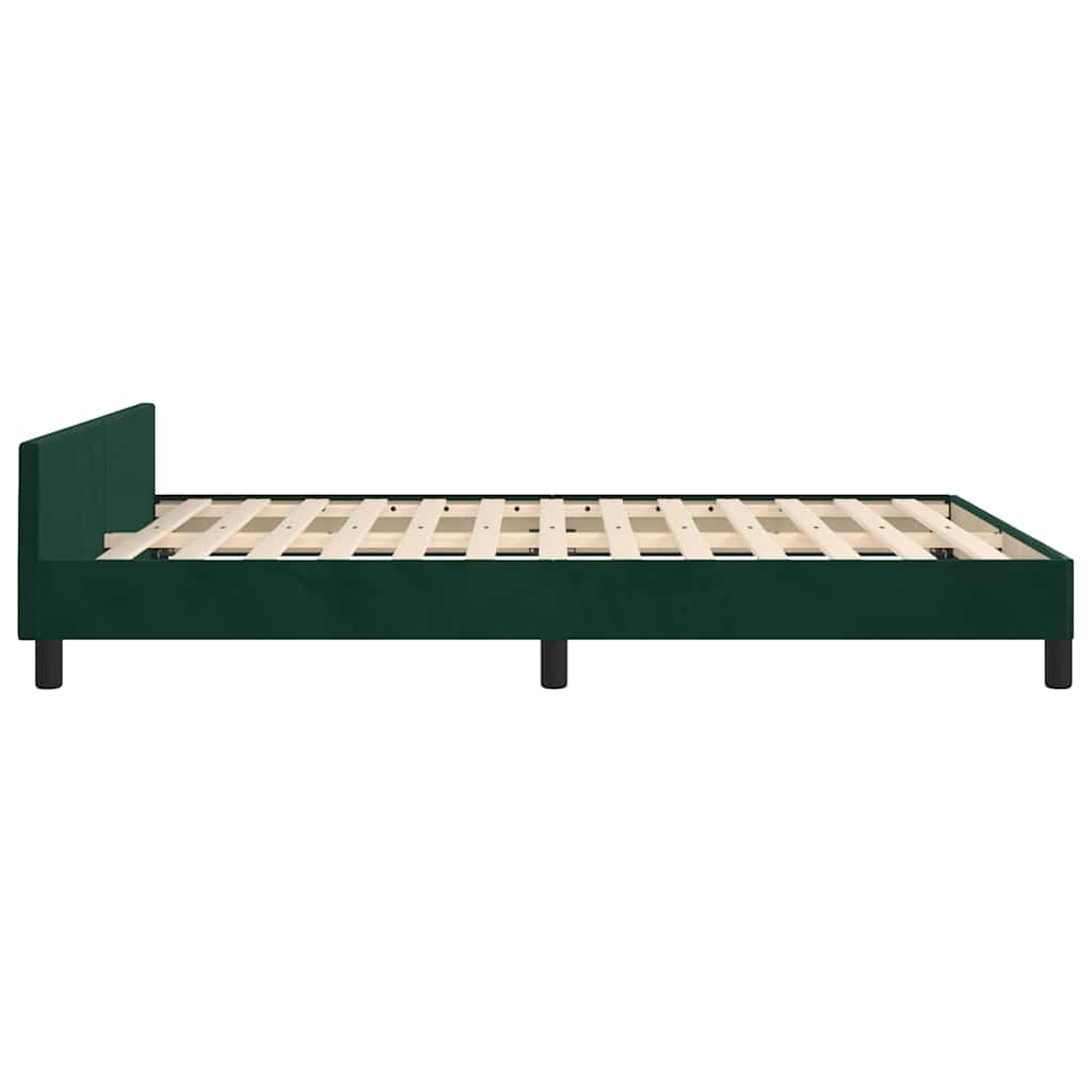 Cadre de lit sans matelas vert foncé 140x200 cm velours