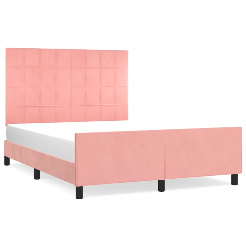 Cadre de lit sans matelas rose 140x200 cm velours - XIOS