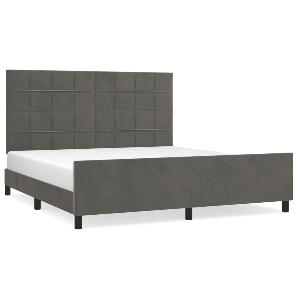 Cadre de lit sans matelas gris foncé 160x200 cm velours - XIOS
