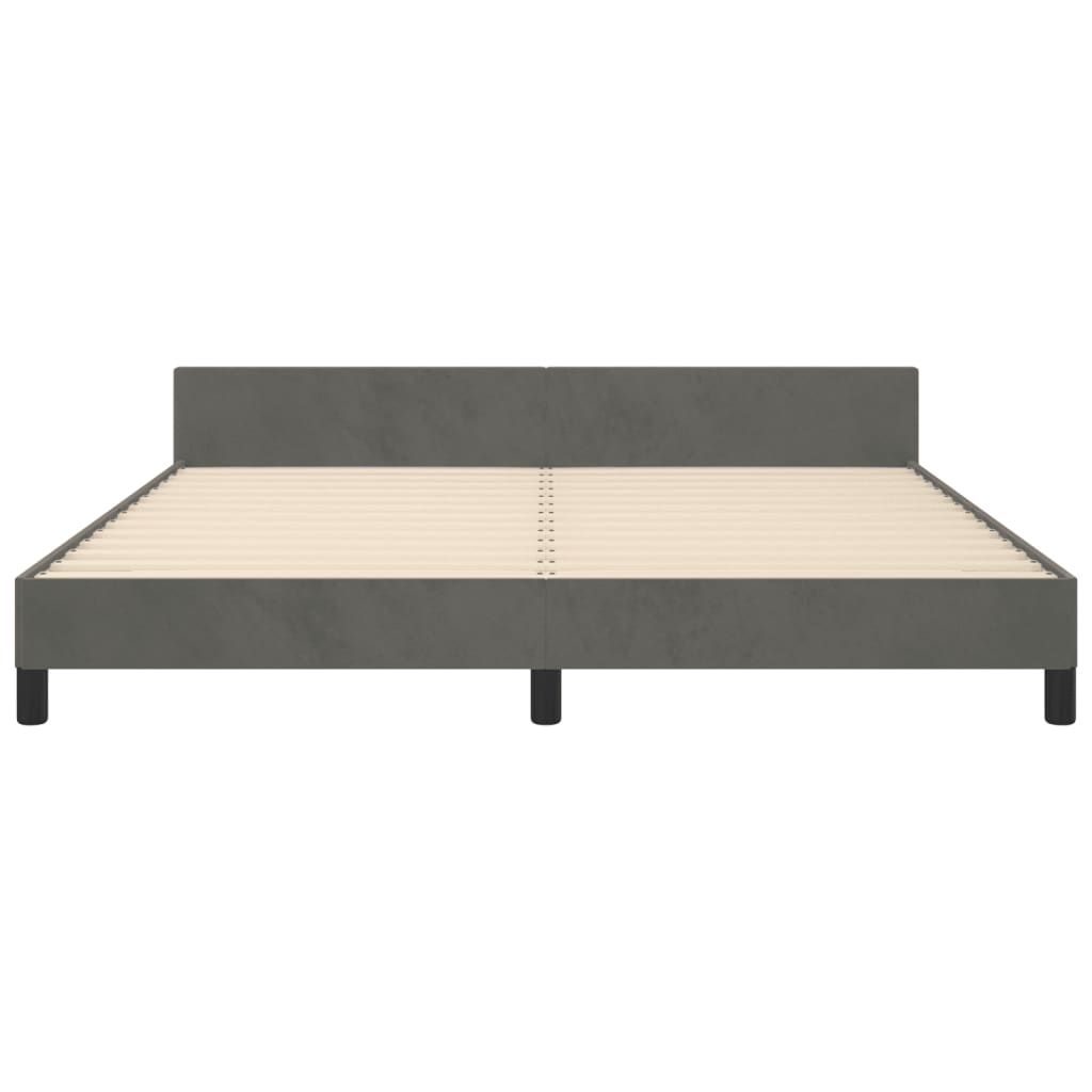 Cadre de lit sans matelas gris foncé 160x200 cm velours - XIOS