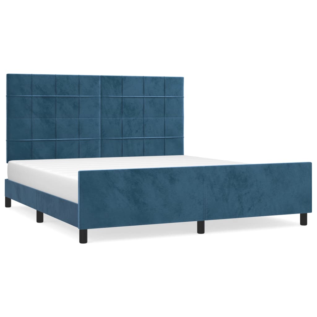 Cadre de lit sans matelas bleu foncé 160x200 cm velours - XIOS
