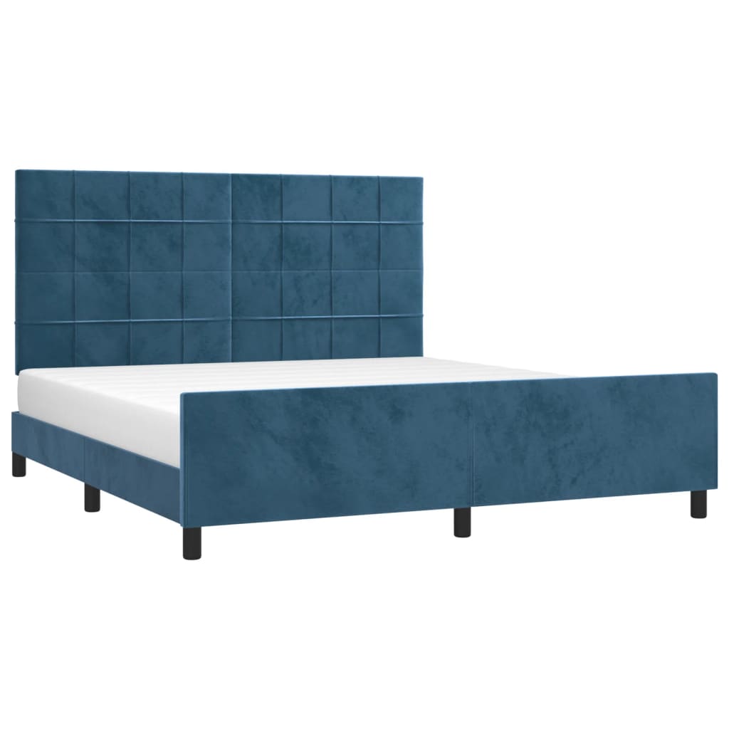 Cadre de lit sans matelas bleu foncé 160x200 cm velours - XIOS