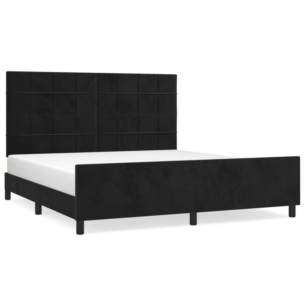 Cadre de lit sans matelas noir velours - XIOS