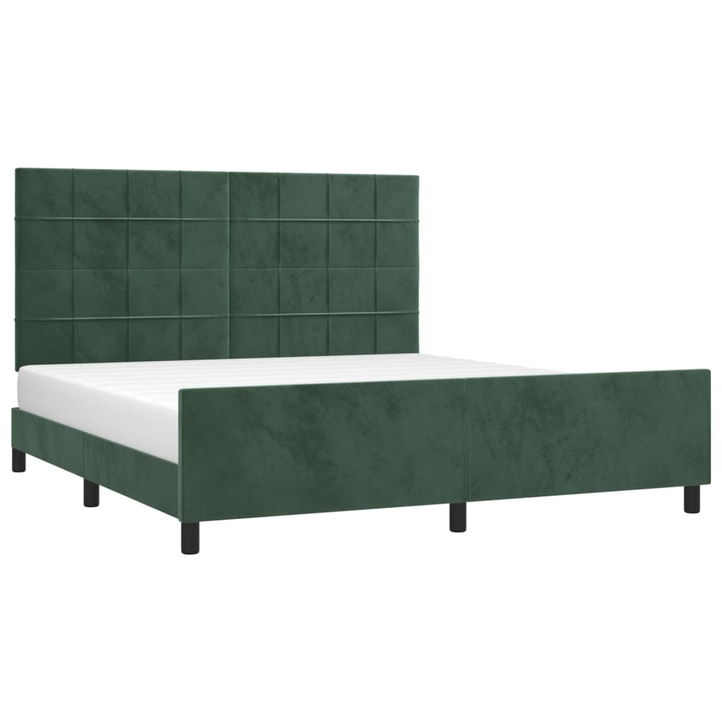 Cadre de lit sans matelas vert foncé velours - XIOS